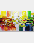 Abstract colorful painting with a black frame on a white background