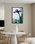 Multicolor Violet Bloom Abstract Iris Flower Textured Floral Painting Vertical Canvas Wall Art - Artwallpainting