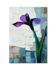 Multicolor Violet Bloom Abstract Iris Flower Textured Floral Painting Vertical Canvas Wall Art - Artwallpainting