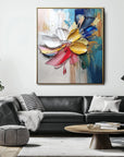 Multicolor Vivid Bloom Symphony-Geometric Abstract Floral Texture Wall Art - Artwallpainting