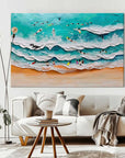 Multicolor Wave Dancers Textured Coastal Scene Art - Artwallpainting