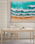 Multicolor Wave Dancers Textured Coastal Scene Art - Artwallpainting