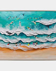 Multicolor Wave Dancers Textured Coastal Scene Art - Artwallpainting