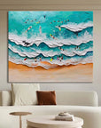 Multicolor Wave Dancers Textured Coastal Scene Art - Artwallpainting