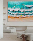 Multicolor Wave Dancers Textured Coastal Scene Art - Artwallpainting