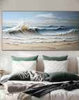 Multicolor Waves Of Serenity - Hand-Painted Textured Seascape Oil Painting - Artwallpainting