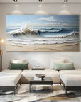 Multicolor Waves Of Serenity - Hand-Painted Textured Seascape Oil Painting - Artwallpainting