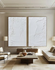 Multicolor Whispered Wings - Dual Textured Minimalist Wall Art Set Of 2 - Artwallpainting