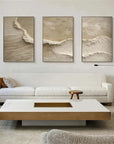 Multicolor Whispers Of Earth - Beige Minimalist Textured Abstract Triptych - Artwallpainting