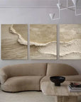 Multicolor Whispers Of Earth - Beige Minimalist Textured Abstract Triptych - Artwallpainting