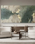 Multicolor Whispers Of Earth - Wabi-Sabi Textured Abstract Oil Painting With Gold Leaf - Artwallpainting