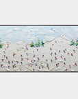 Multicolor Winter Joy Textured Skiers On Snowy Hills - Artwallpainting