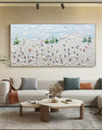 Multicolor Winter Joy Textured Skiers On Snowy Hills - Artwallpainting
