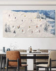 Multicolor Winter Sports Adventure-Hand-Painted Abstract Oil Painting Of A Snowy Skiing Scene Wall Art - Artwallpainting