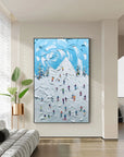 Multicolor Winter Symphony Textured Ski Crowd Art - Artwallpainting