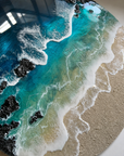 Circular Ocean Mountain Luxury Resin Wall Art | Handmade 3D Statement Decor