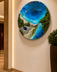 Luxury Ocean & Greenery Resin Wall Art | 3D Natural Landscape Statement Art