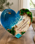 Handmade turquoise ocean beach resin wall art