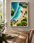 Private Cove | 3D Tropical Beach Resin Wall Art with Miniature Island Landscape
