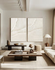 White Desert Breeze - Dual Minimalist Textured Wall Art Set Of 2 - Artwallpainting