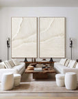 White Desert Breeze - Dual Minimalist Textured Wall Art Set Of 2 - Artwallpainting