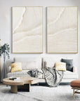 White Ethereal Flow - Dual Minimalist Textured Wall Art Set Of 2 - Artwallpainting