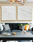 White Ethereal Textured Diptych Art Set Of 2 - Artwallpainting