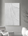 White Minimalist Textured Layers Canvas Painting For Home Decoration - Artwallpainting