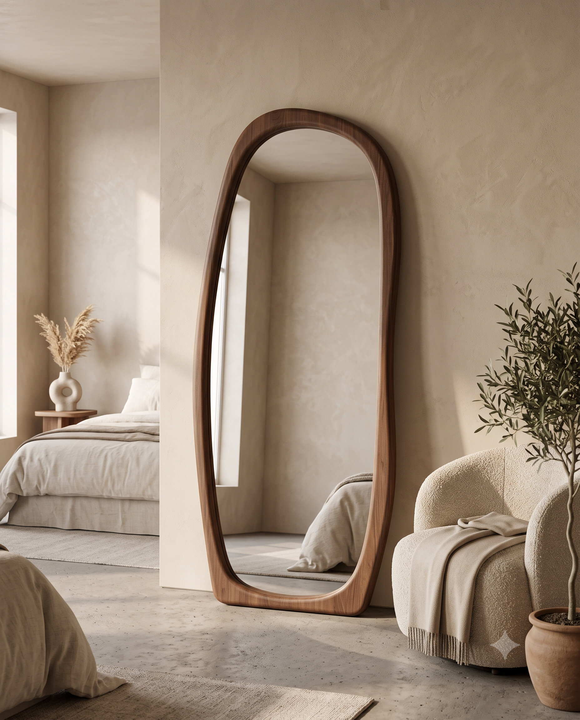 Luxury Arched Full Length Floor Mirror – Large Wood Frame Leaning Wall Mirror for Bedroom &amp; Living Room - 55 x 22 inch