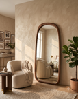 Luxury Arched Full Length Floor Mirror – Large Wood Frame Leaning Wall Mirror for Bedroom & Living Room - 55 x 22 inch
