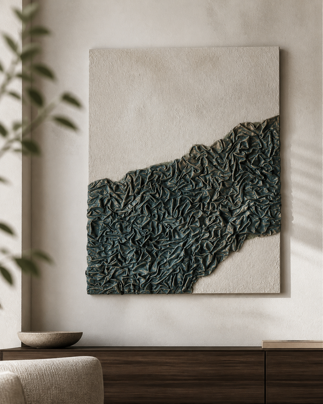 Piece of Iceberg 2x2.5 ft 3D fabric textured mixed media wall art on waterproof HDMR board