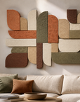 Retro Geometry 5x8 feet massive vibrant geometric 3D textured relief wall art mural front view