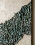 Piece of Iceberg 24x30 inch 3D fabric relief wall sculpture styled in modern luxury living room