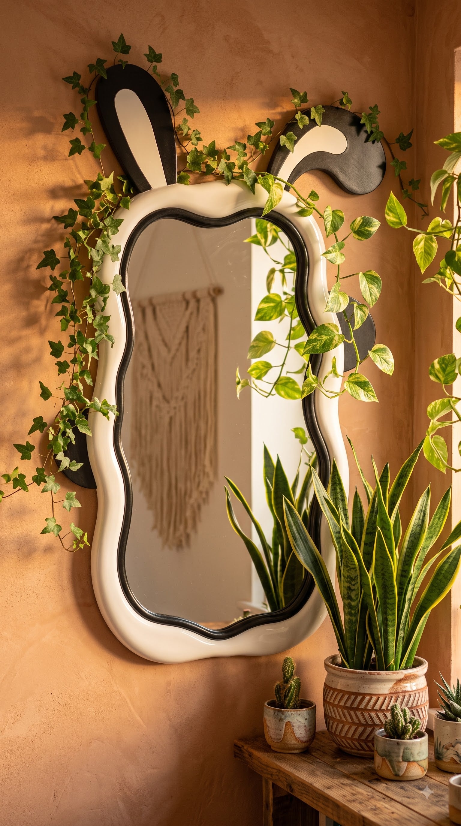 Kids Room Wall Mirror 52 x 29 Inch | Decorative Designer Mirror for Bedroom | Textured HDHMR PU Finish