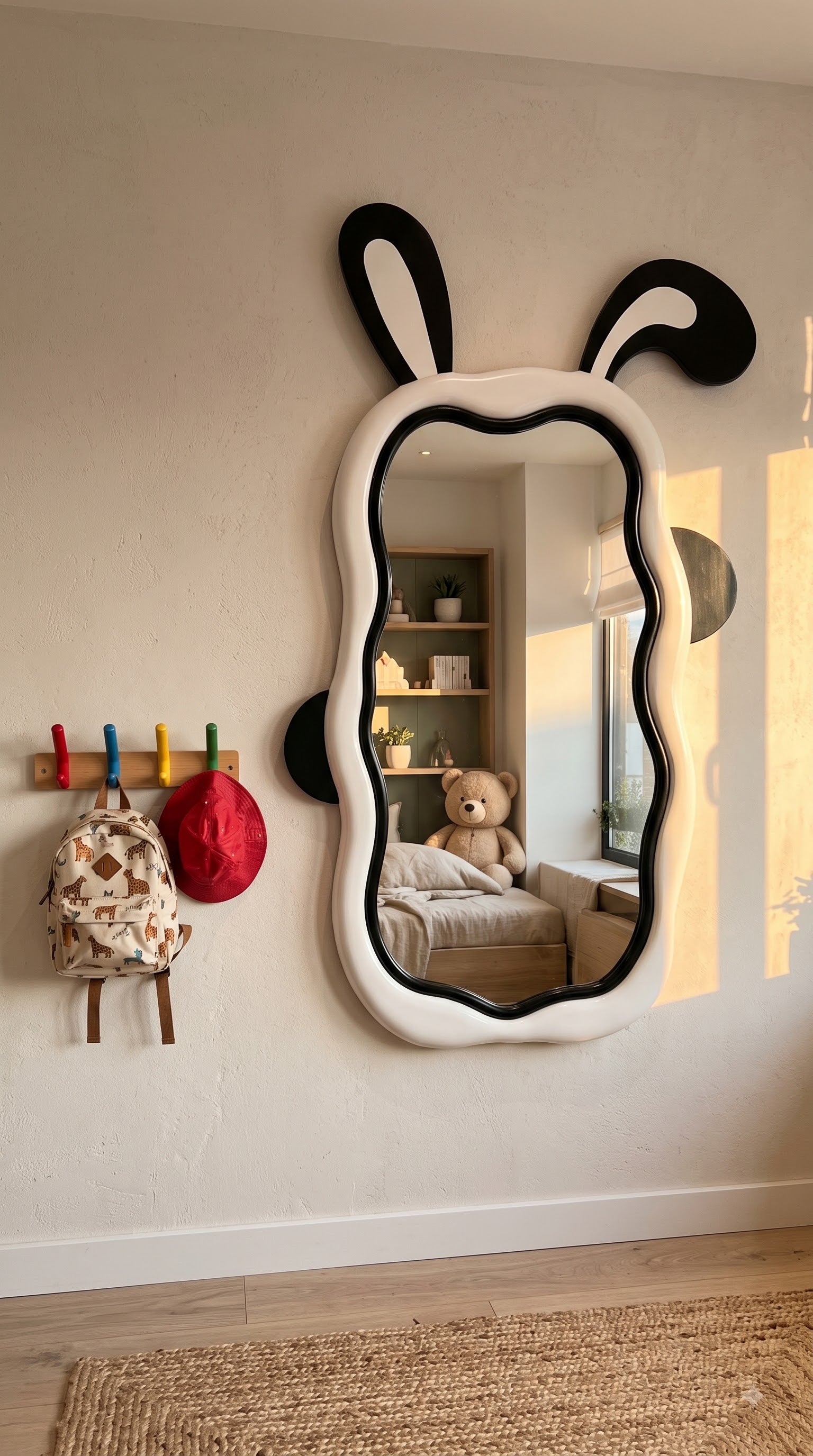 Kids Room Wall Mirror 52 x 29 Inch | Decorative Designer Mirror for Bedroom | Textured HDHMR PU Finish