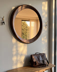 Luxury Natural Wood Arched Full Length Mirror – Large Designer Floor Mirror for Bedroom & Living Room - 32 x 28 inch