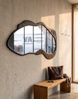 Modern Textured Wall Mirror 48 x 24 Inch | Designer HDHMR PU Finish Mirror for Bedroom & Home Decor