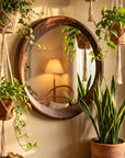 Luxury Natural Wood Arched Full Length Mirror – Large Designer Floor Mirror for Bedroom & Living Room - 32 x 28 inch