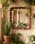 Teak Wood Wall Mirror 26 x 26 Inch | Handmade Wooden Decorative Mirror for Bedroom & Home Decor
