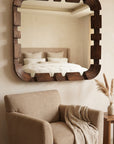 Teak Wood Wall Mirror 26 x 26 Inch | Handmade Wooden Decorative Mirror for Bedroom & Home Decor