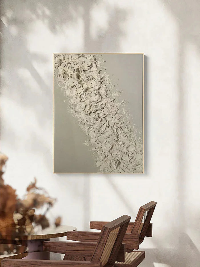 Beige Textured Oil Painting - Modern Minimalist Abstract Wall Art - Artwallpainting