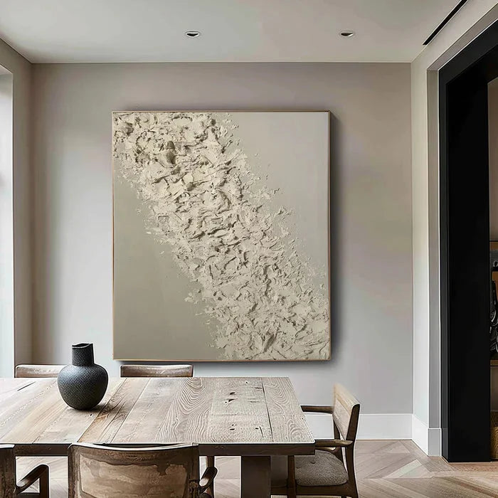 Beige Textured Oil Painting - Modern Minimalist Abstract Wall Art - Artwallpainting