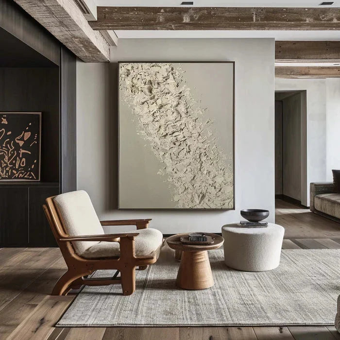 Beige Textured Oil Painting - Modern Minimalist Abstract Wall Art - Artwallpainting