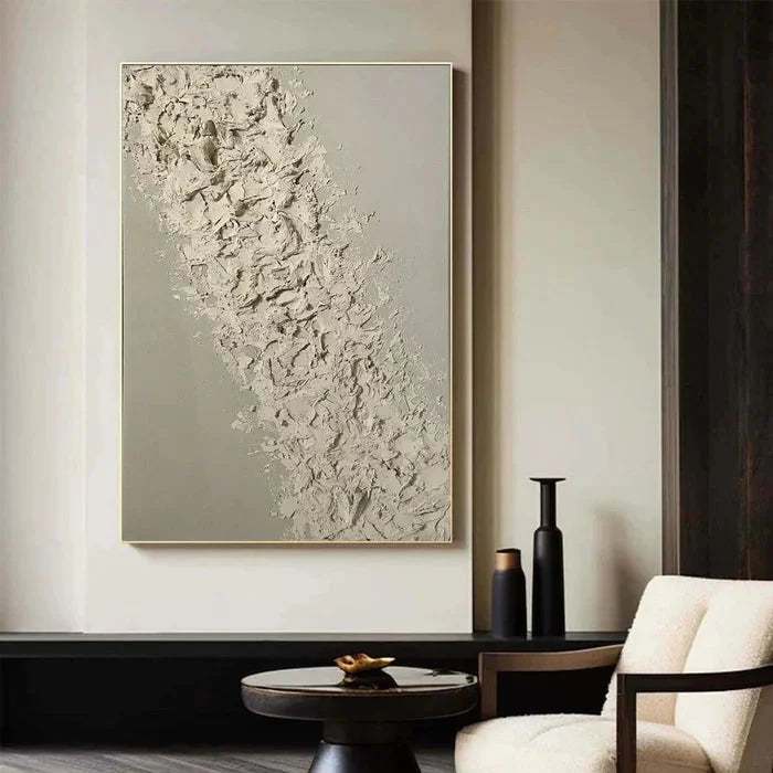Beige Textured Oil Painting - Modern Minimalist Abstract Wall Art - Artwallpainting