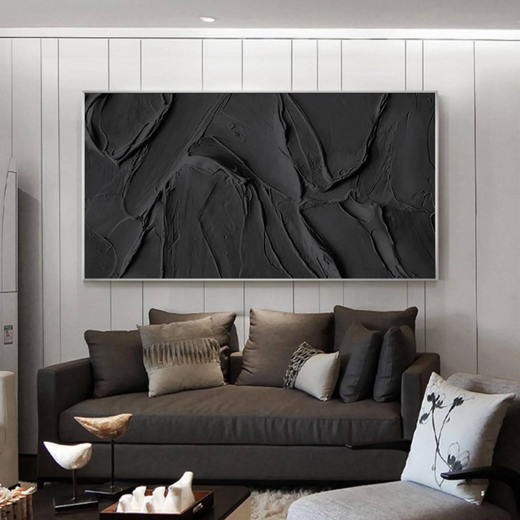 Black Obsidian Texture Canvas Painting For Home Decoration - Artwallpainting
