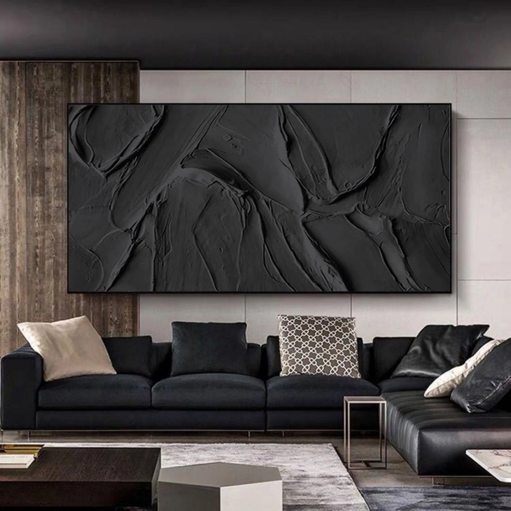 Black Obsidian Texture Canvas Painting For Home Decoration - Artwallpainting