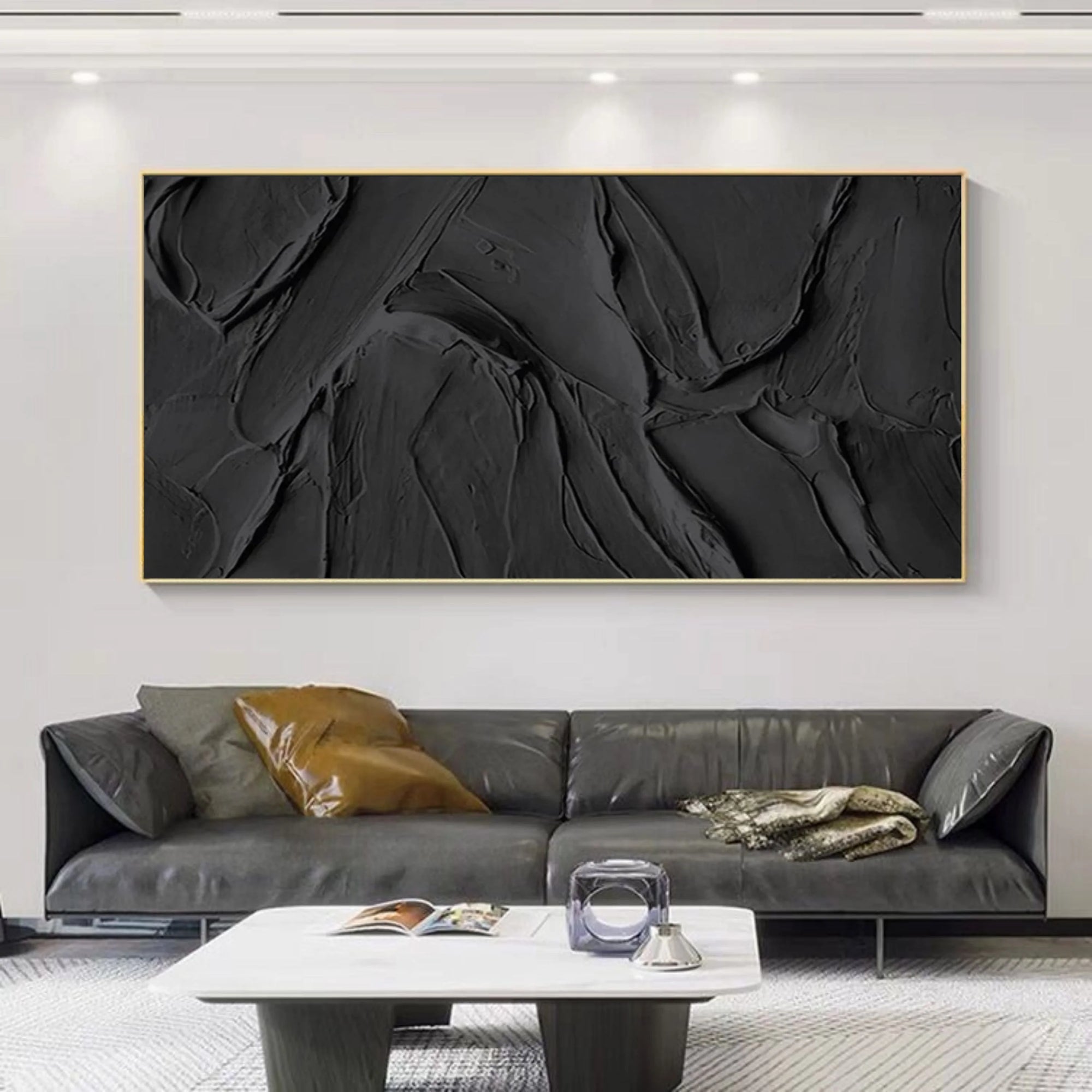 Black Obsidian Texture Canvas Painting For Home Decoration - Artwallpainting