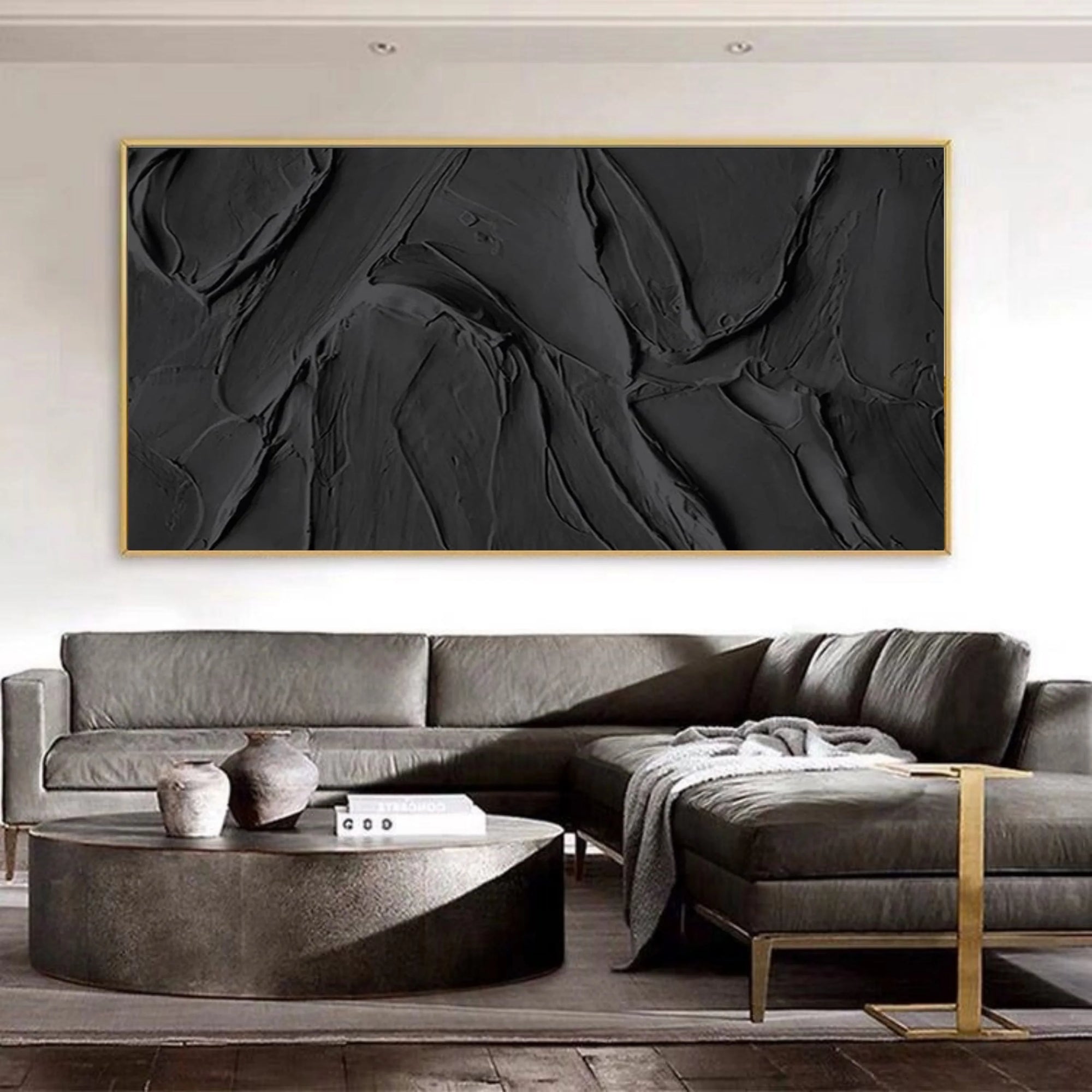 Black Obsidian Texture Canvas Painting For Home Decoration - Artwallpainting