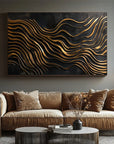Multicolor 3D Gold Wave Wall Art Modern Abstract Metal-Inspired Textured Design - Artwallpainting