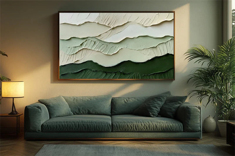 Multicolor 3D Green Abstract Landscape Wall Art Modern Textured Canvas Decor - Artwallpainting